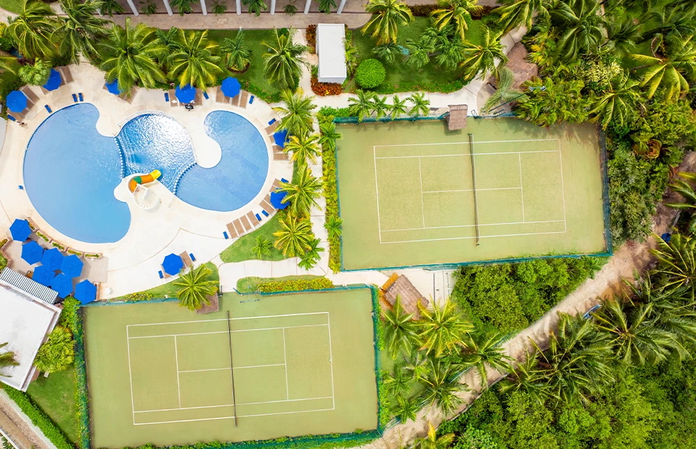 aerial view of the tenis court at palmar resort riviera maya